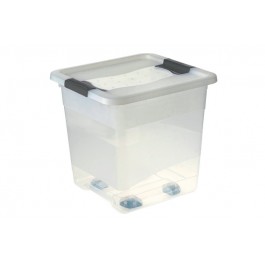 Plastový box Crystal 30 l, průhledný, na kolečkách, 38x36x37 cm - POSLEDNÍ 2 KS