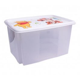 Plastový box Medvídek Pú, 45 l, průhledný s bílým víkem, 55x39,5x29,5 cm - POSLEDNÍ 4 KS